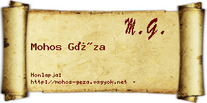 Mohos Géza névjegykártya